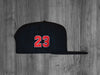 GOAT SNAP BACK.  BLACK /  RED & WHITE 23