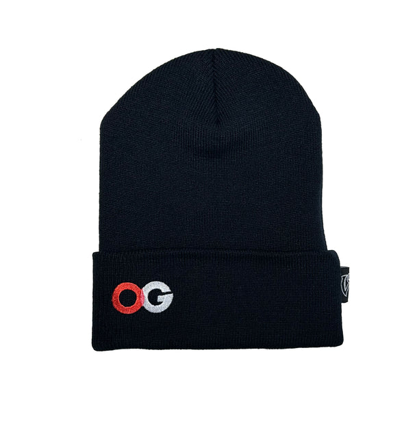 OG BEANIE.  BLACK / RED & WHITE