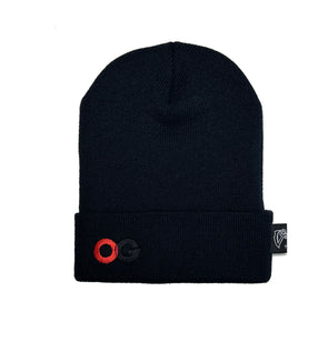 OG BEANIE.  BLACK / RED & BLACK