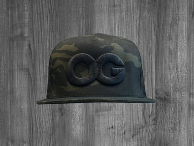 OG TRUCKER SNAP BACK.  BLACK CAMO