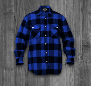 ENVIRONMENT OG FLANNEL.  ROYAL BLUE & BLACK / WHITE