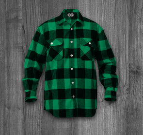 ENVIRONMENT OG FLANNEL.  GREEN & BLACK / WHITE