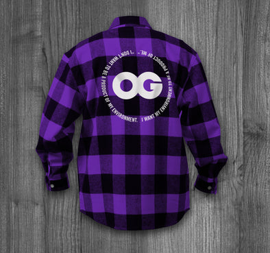 ENVIRONMENT OG FLANNEL.  PURPLE & BLACK / WHITE