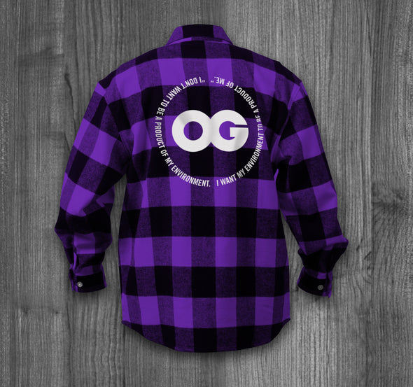 ENVIRONMENT OG FLANNEL.  PURPLE & BLACK / WHITE