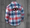 ENVIRONMENT OG FLANNEL.  RED, WHITE, BLUE / BLACK