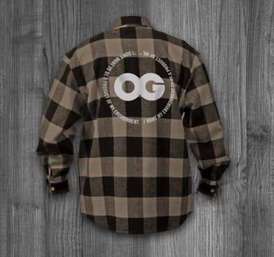 ENVIRONMENT OG FLANNEL.  BEIGE & BLACK / WHITE