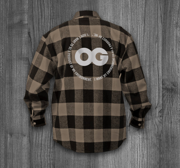 ENVIRONMENT OG FLANNEL.  BEIGE & BLACK / WHITE