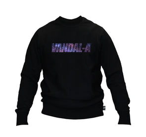 GALAXY CREW SWEATSHIRT.  BLACK