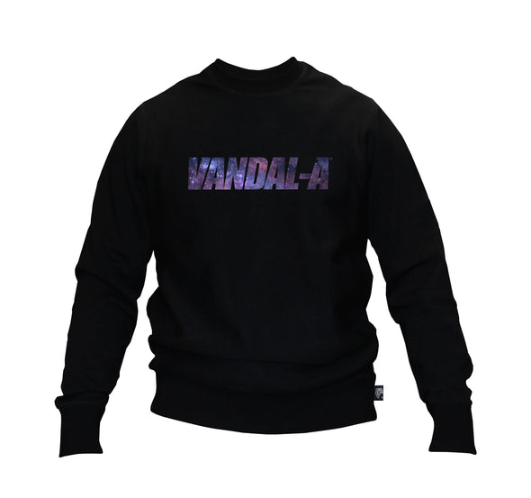 GALAXY CREW SWEATSHIRT.  BLACK