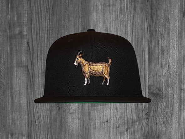 GOAT SNAP BACK.  BLACK /  RED & WHITE 23