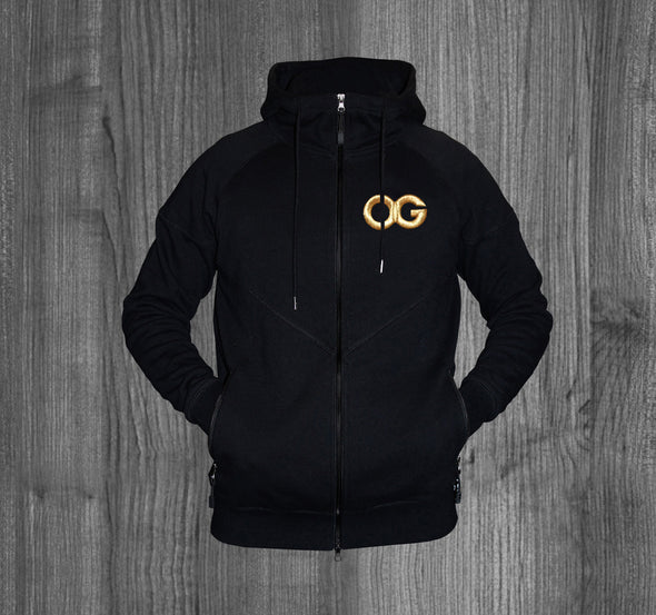 OG ZIP UP HOODY.  BLACK / GOLD