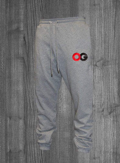 OG SWEATPANTS. HEATHER GREY / RED & BLACK