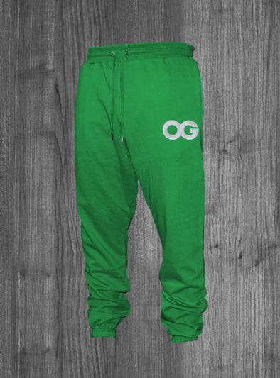 OG SWEATPANTS.  KELLY GREEN / WHITE