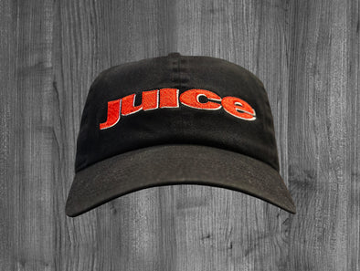 JUICE DAD HAT.  BLACK / RED & WHITE