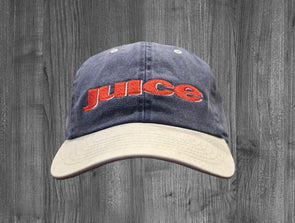 JUICE DAD HAT.  INDIGO & SAND / RED & WHITE