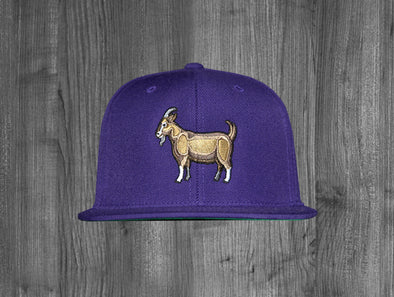 GOAT SNAP BACK.  PURPLE / WHITE & GOLD