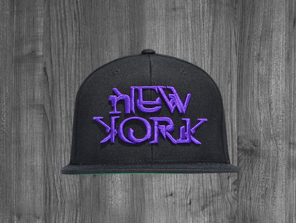 NEW YORK LINX SNAP BACK.  BLACK / PURPLE