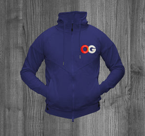 OG ZIP UP HOODY.  NAVY BLUE / OLYMPIC