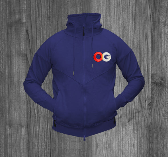 OG ZIP UP HOODY.  NAVY BLUE / OLYMPIC