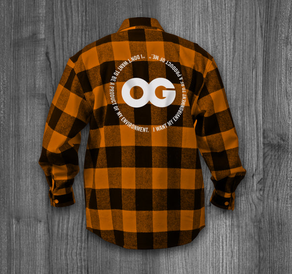 ENVIRONMENT OG FLANNEL.  ORANGE & BLACK / WHITE