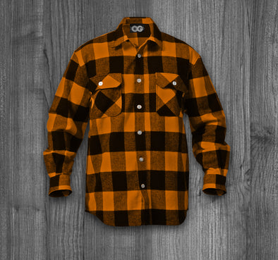 ENVIRONMENT OG FLANNEL.  ORANGE & BLACK / WHITE