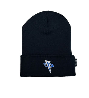 PENNY BEANIE.  BLACK / WHITE & ROYAL