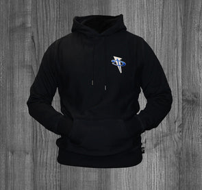 PENNY HOODY.  BLACK / ROYAL & WHITE