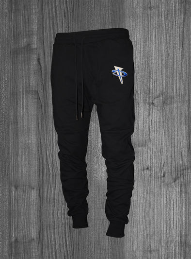 PENNY JOGGERS.  BLACK / WHITE & ROYAL