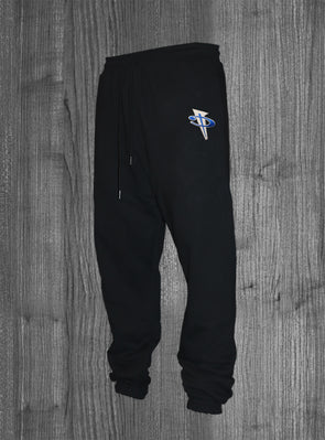 PENNY SWEATPANTS.  BLACK / WHITE & ROYAL