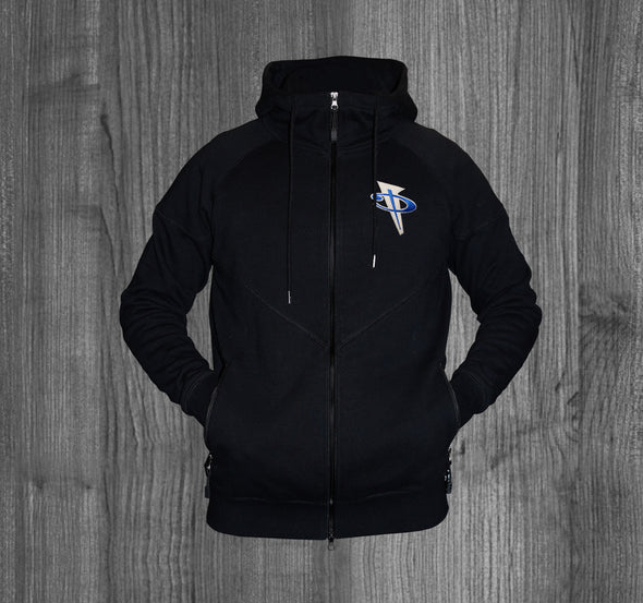 PENNY ZIP UP.  BLACK / WHITE & ROYAL