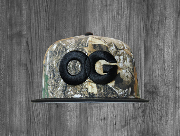 OG 59/50 FITTED HAT.  REAL TREE CAMO / BLACK