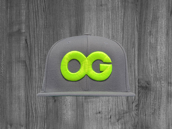 OG SNAP BACK.  COOL GREY / NEON YELLOW