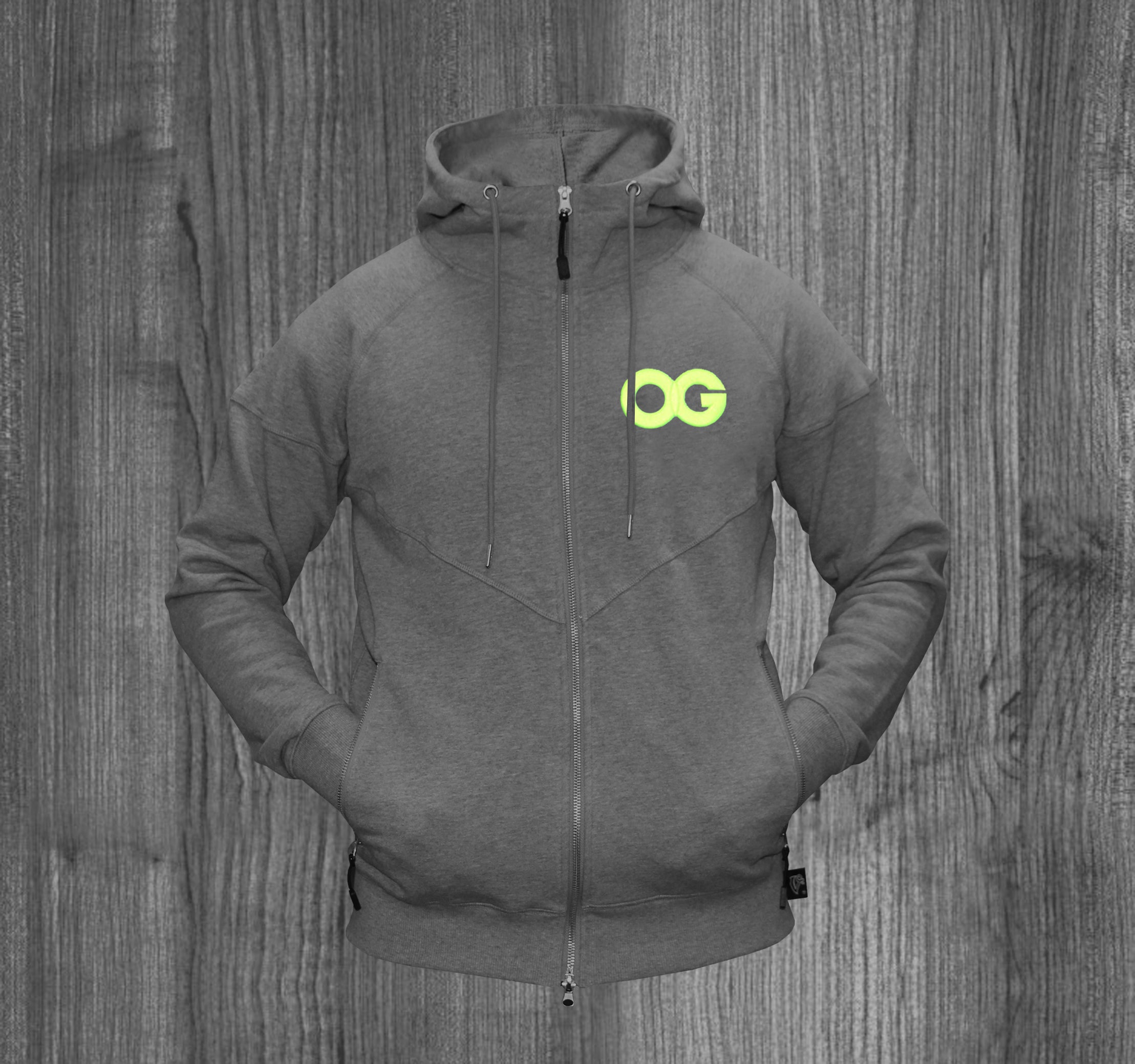 OG ZIP UP HOODY. CHARCOAL GREY / NEON YELLOW – Vandal-A.com