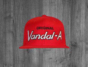 VANDAL-A SNAP BACK.  RED / BLACK & WHITE